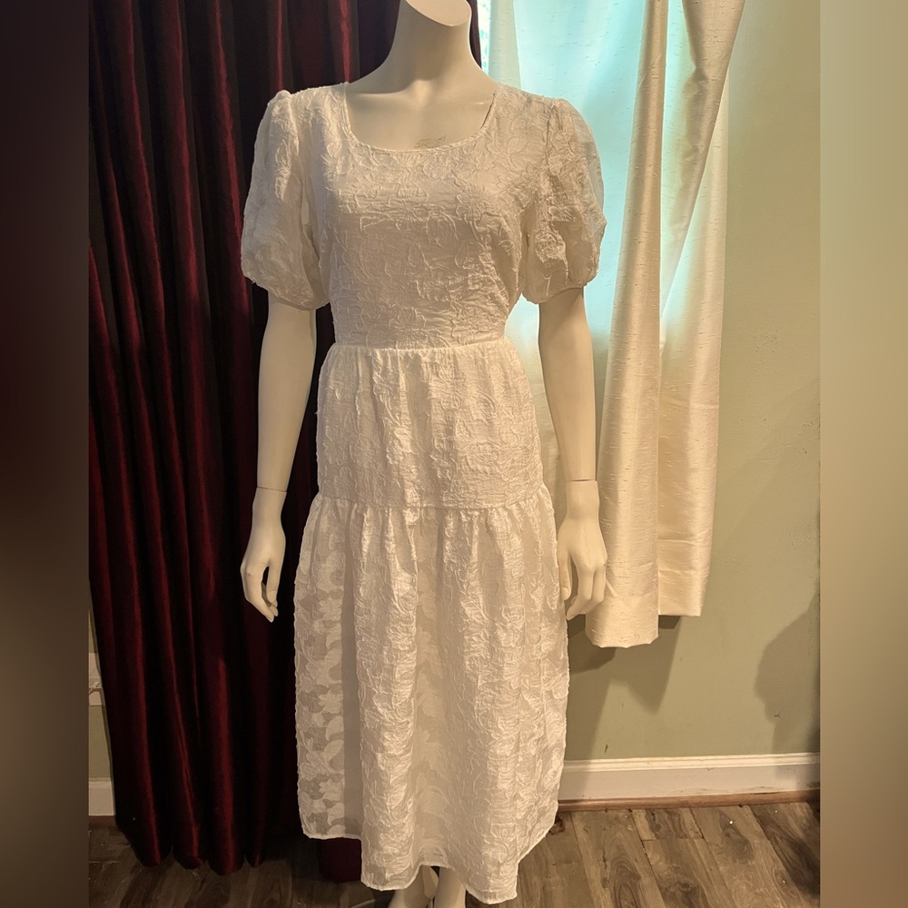 Moon River Smocked Puff Sleeve Dress